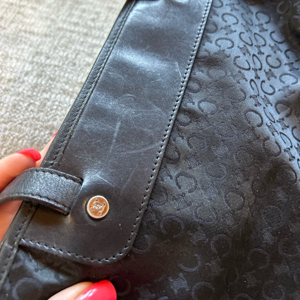 CELINE Vintage Monogram Black Canvas Tote - Picture 9 of 11